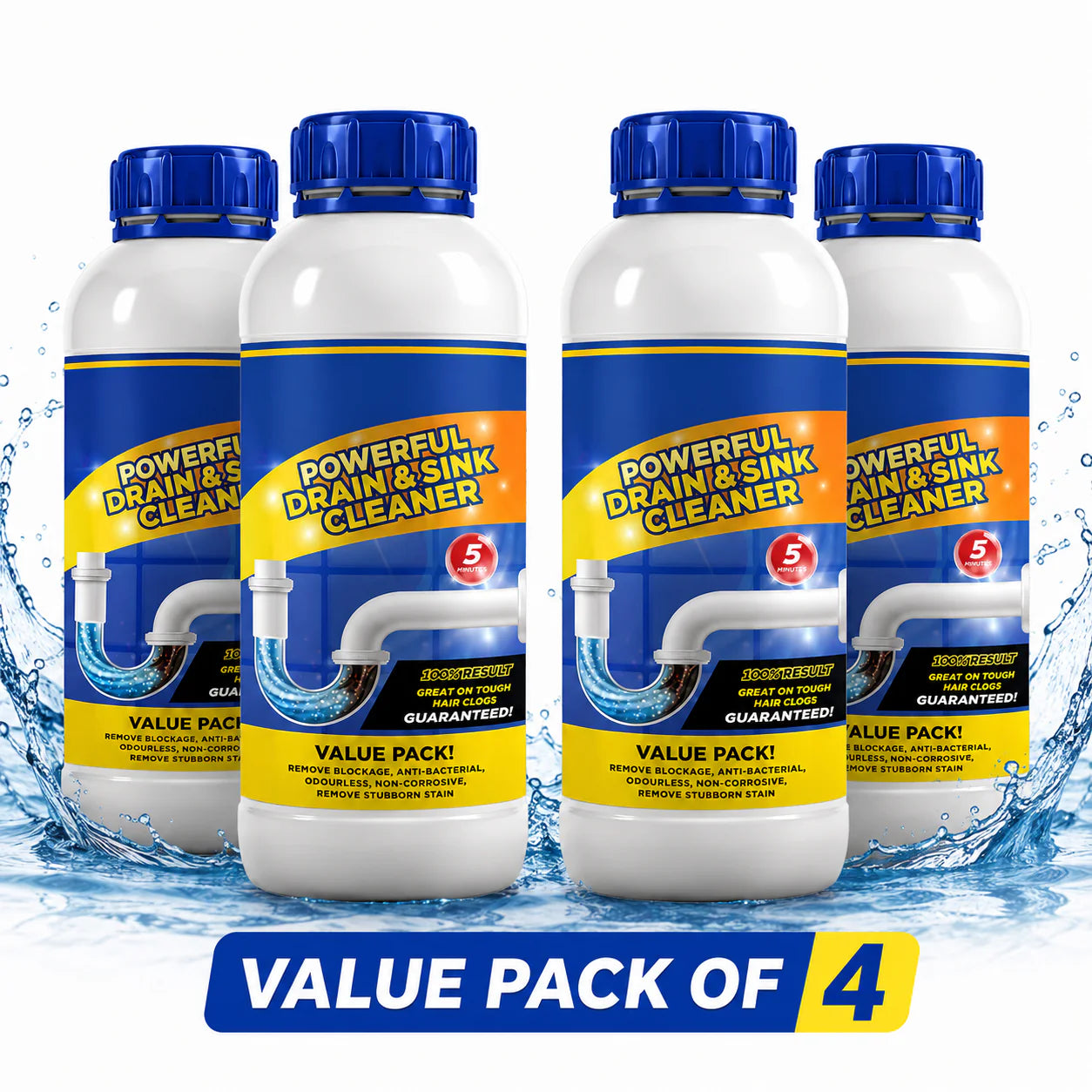SANITIZO POWERFUL DRAIN & SINK CLEANER POWDER (PACK OF 4)